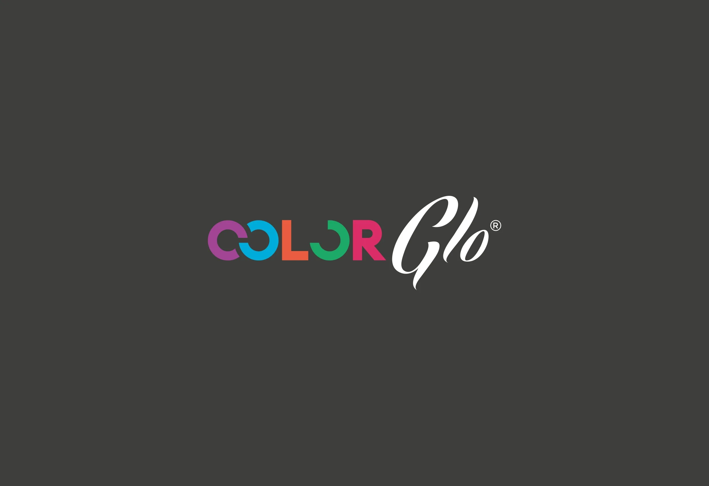 Color Glos nya logotyp på mörkgrå bakgrund